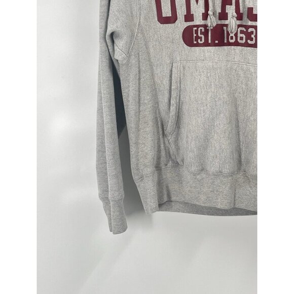 Champion Reverse Weave U Mass Hooded Sweatshirt Gray Sz Mens Small - Picture 2 of 5